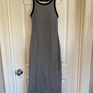 Uniqlo Ribbed Black and White Striped Maxi Bra Dress